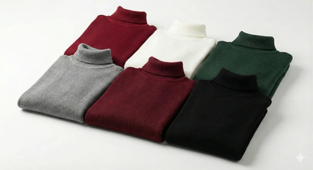 6'lı Siyah, Beyaz, Bordo, Gri, Haki   Kaşkorse Boğazlı Full Likralı Fitilli Body Kazak