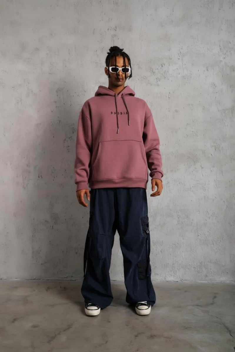 Astronot Baskılı Kapüşonlu Sweat - Gül Kurusu