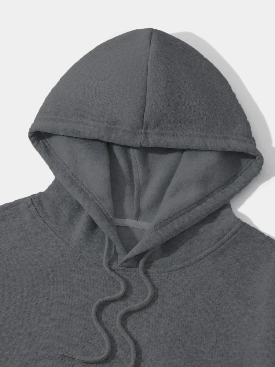 Düz Kapüşonlu Sweat - Füme