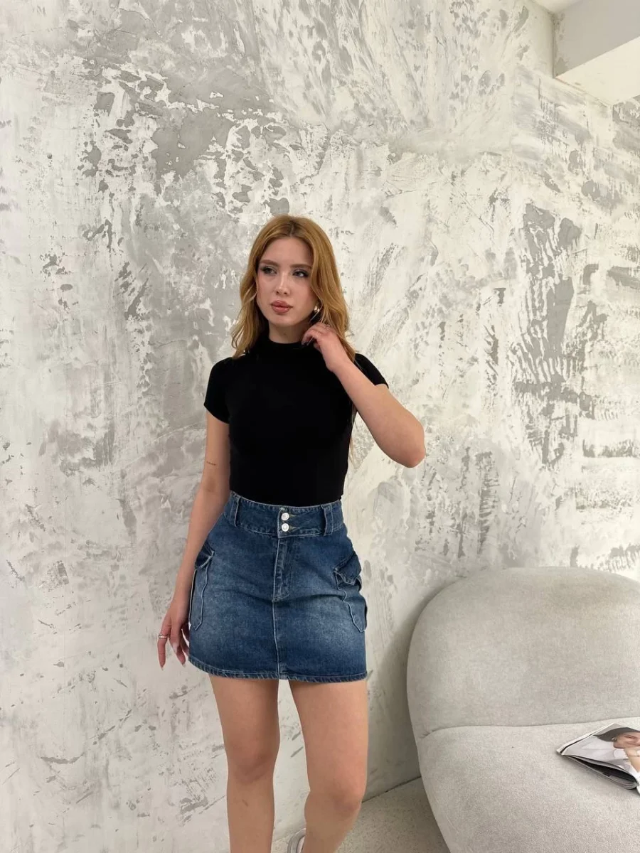 Kısa kol Badi bluz - Siyah