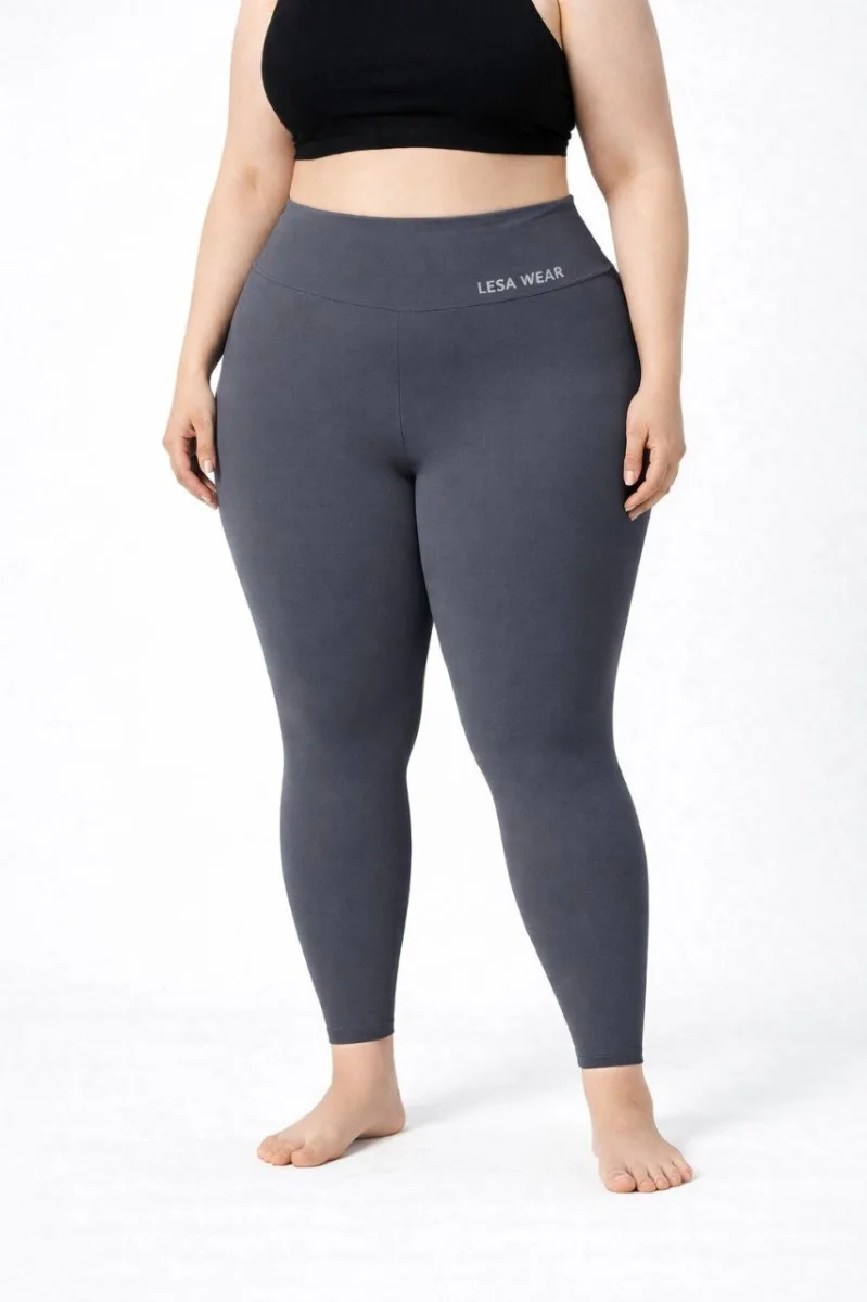 Kadın Yüksek Bel Toparlayıcı Likralı dalgıç Spor Tayt Esnek Battal Büyük Beden - Füme