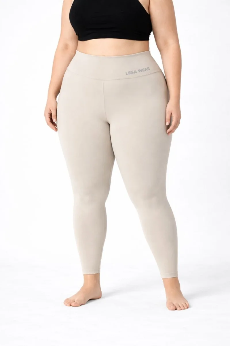 Kadın Yüksek Bel Toparlayıcı Likralı dalgıç Spor Tayt Esnek Battal Büyük Beden - Taş