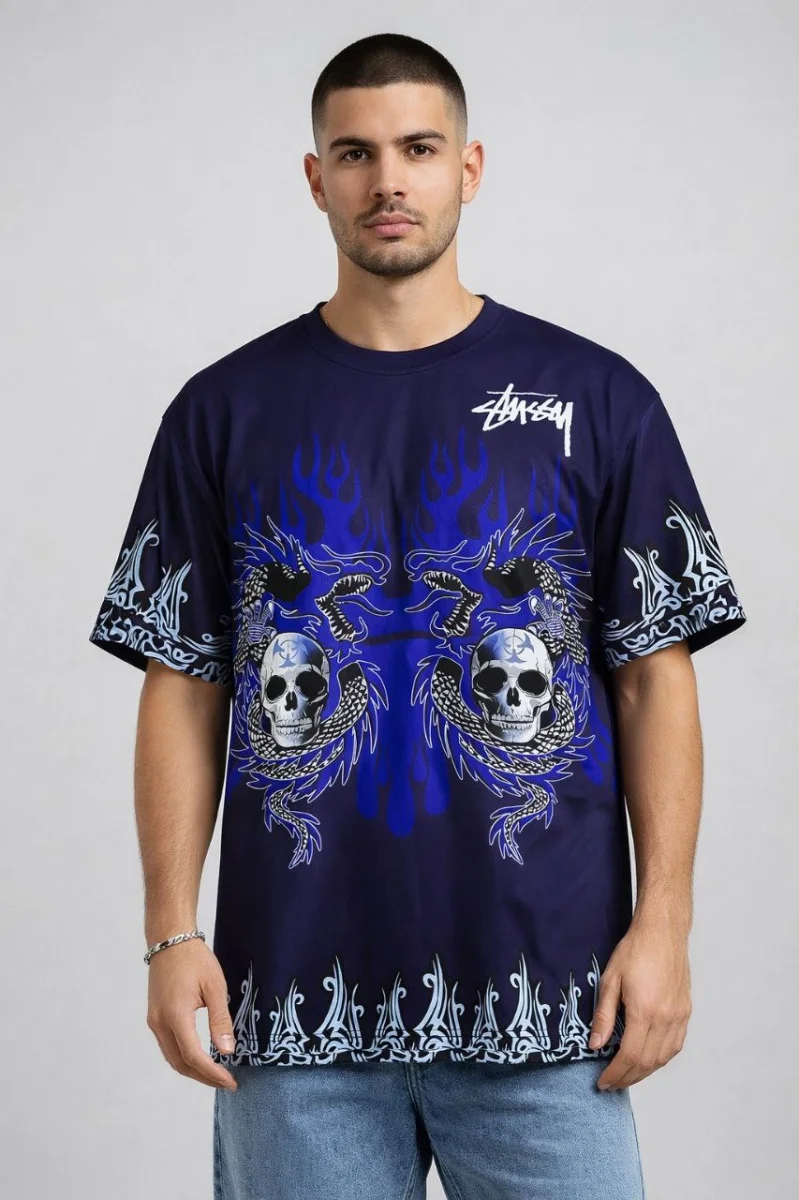 Erkek Lacivert Oversize Tişört - Lacivert