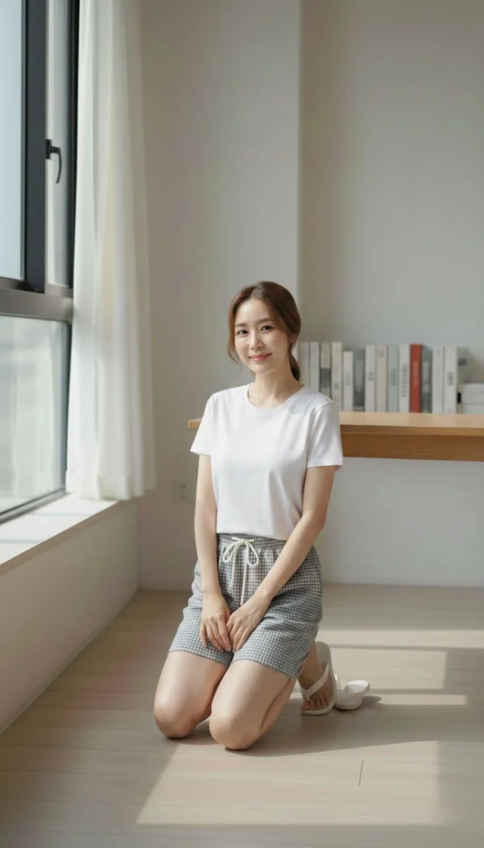 Kadın Pötikareli Şort – Beli Lastikli Bağcıklı, Cepli, Rahat Kesim Günlük Yazlık Şort - Füme