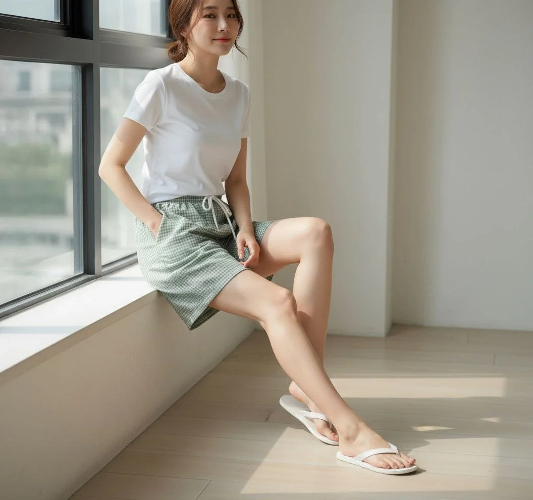 Kadın Pötikareli Şort – Beli Lastikli Bağcıklı, Cepli, Rahat Kesim Günlük Yazlık Şort - Mint Yeşili