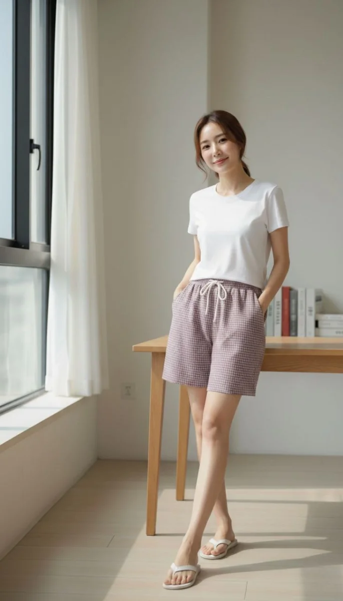 Kadın Pötikareli Şort – Beli Lastikli Bağcıklı, Cepli, Rahat Kesim Günlük Yazlık Şort - Gül Kurusu