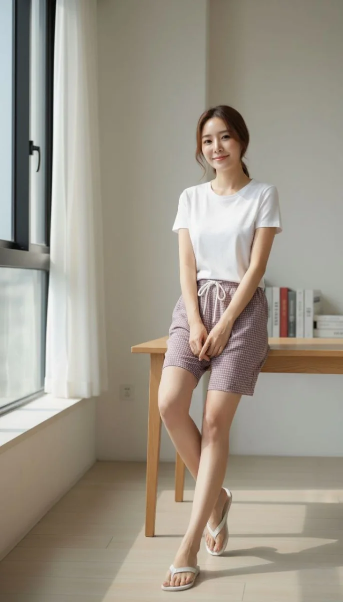 Kadın Pötikareli Şort – Beli Lastikli Bağcıklı, Cepli, Rahat Kesim Günlük Yazlık Şort - Gül Kurusu