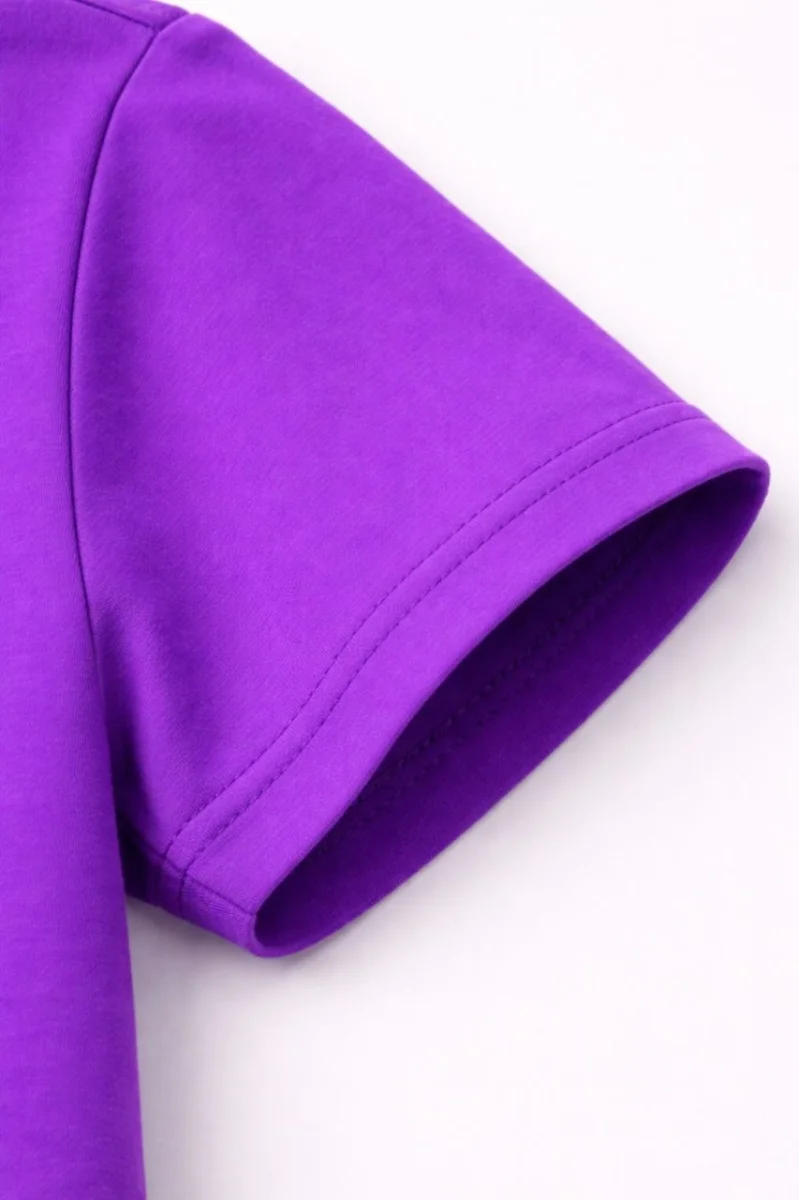 Genç Kız Çocuk V Yaka Tişört Yazlık Model Günlük Basic Body - Mor