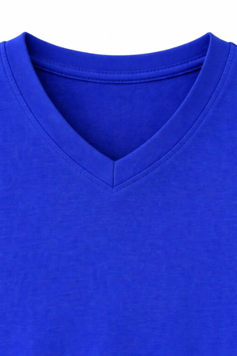 Genç Kız Çocuk V Yaka Tişört Yazlık Model Günlük Basic Body - Saks Mavisi