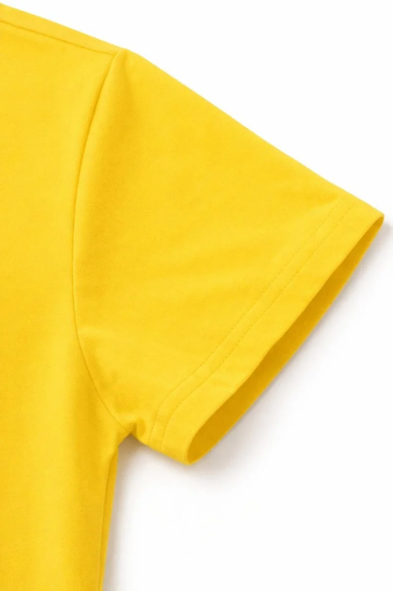 Genç Kız Çocuk V Yaka Tişört Yazlık Model Günlük Basic Body - Sarı