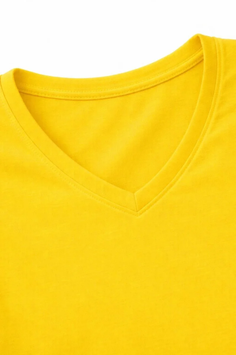 Genç Kız Çocuk V Yaka Tişört Yazlık Model Günlük Basic Body - Sarı