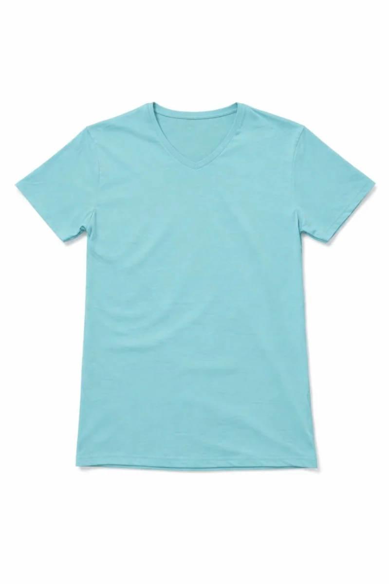 Genç Kız Çocuk V Yaka Tişört Yazlık Model Günlük Basic Body - Turkuvaz