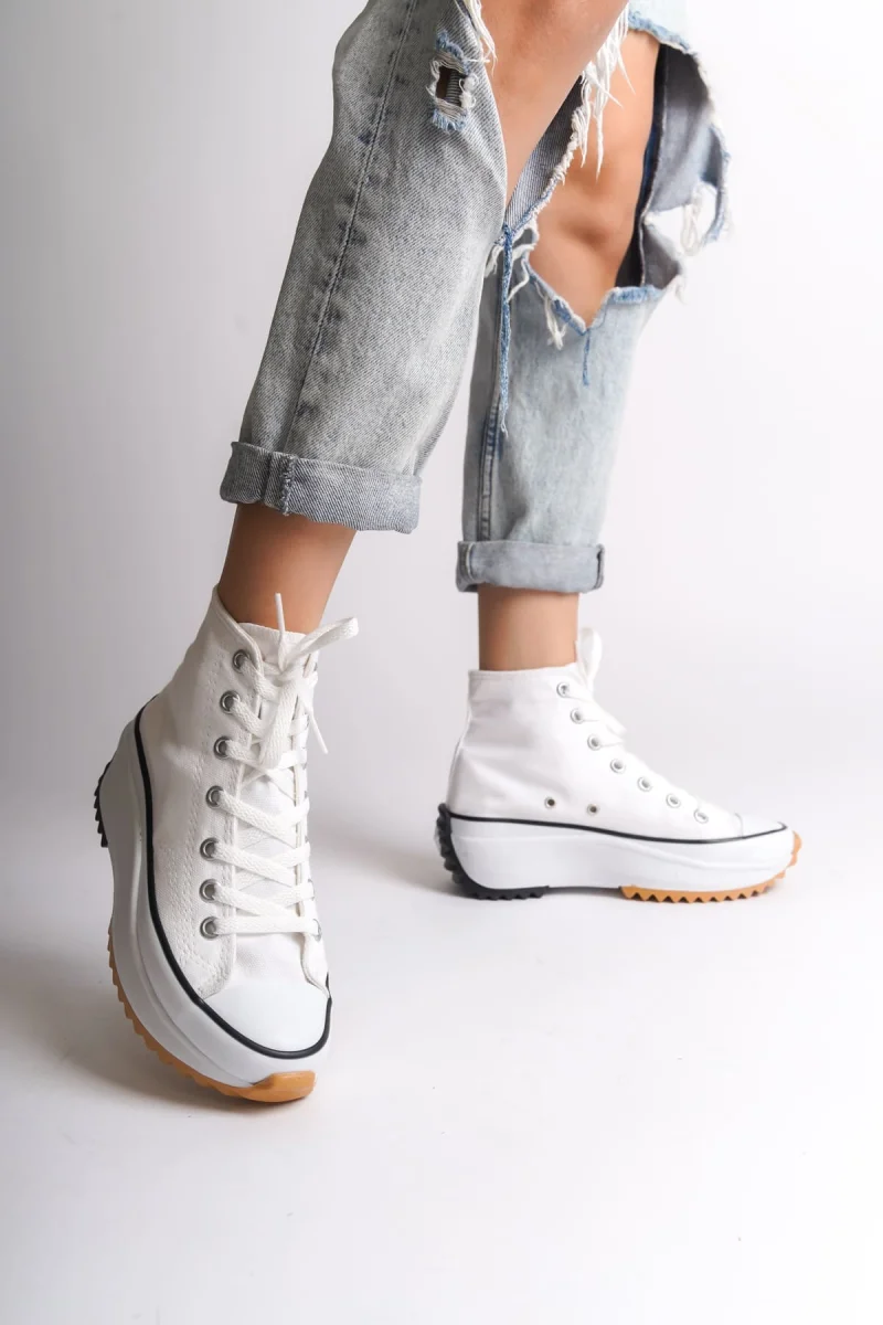 ROMA Bağcıklı Ortopedik Taban Kadın Sneaker Spor Ayakkabı TBT - Beyaz