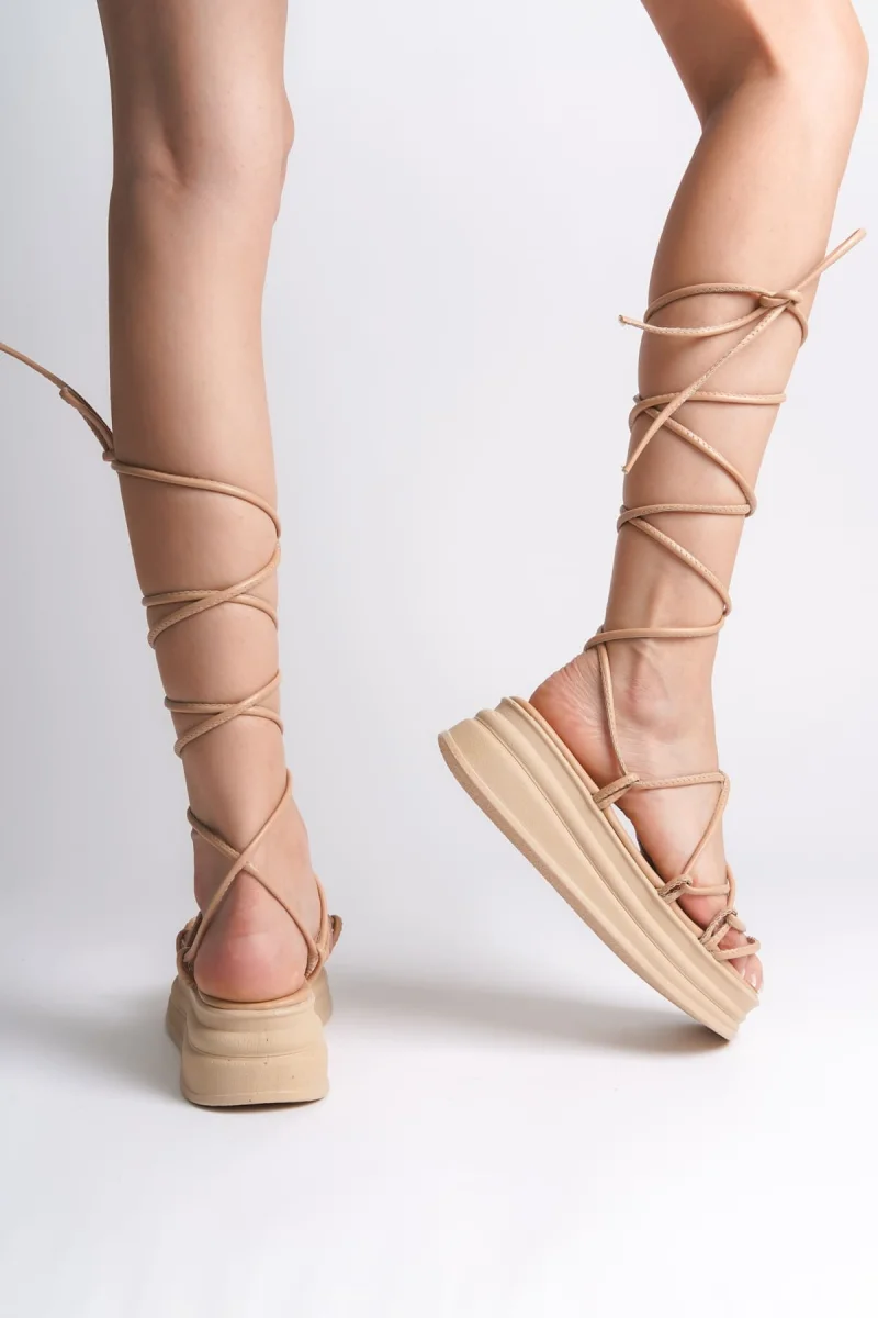 SAMANTHA Bilekten Bağlamalı Ortopedik Taban Kadın Terlik  CTT - Ten