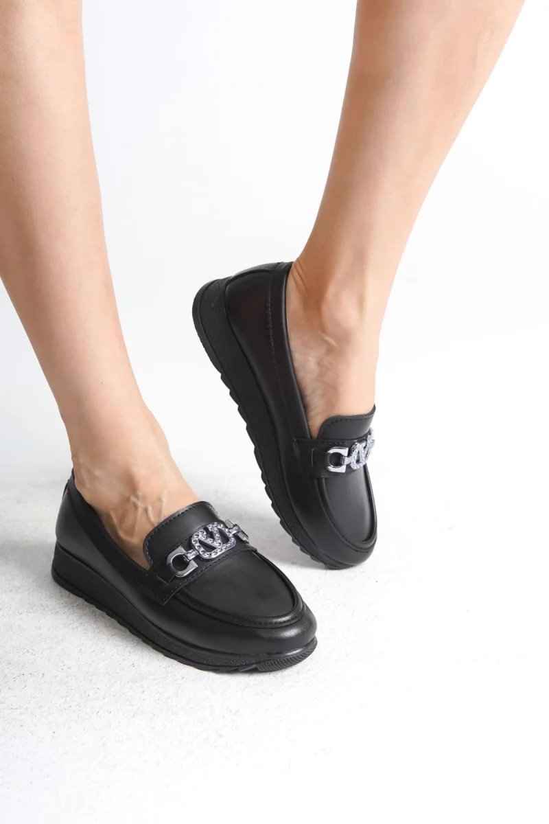 ANNA Ortopedik Rahat Taban Toka Detaylı Klasik Kadın Babet Anne Ayakkabısı  CST - Siyah