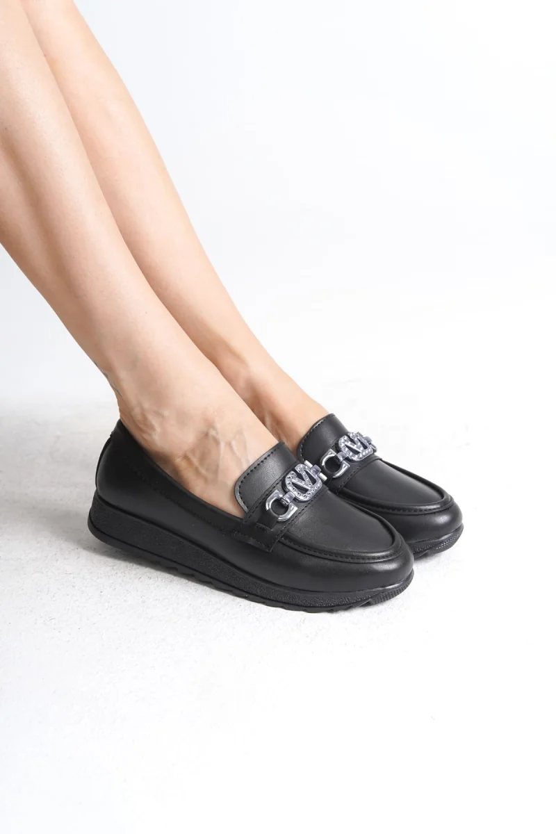 ANNA Ortopedik Rahat Taban Toka Detaylı Klasik Kadın Babet Anne Ayakkabısı  CST - Siyah