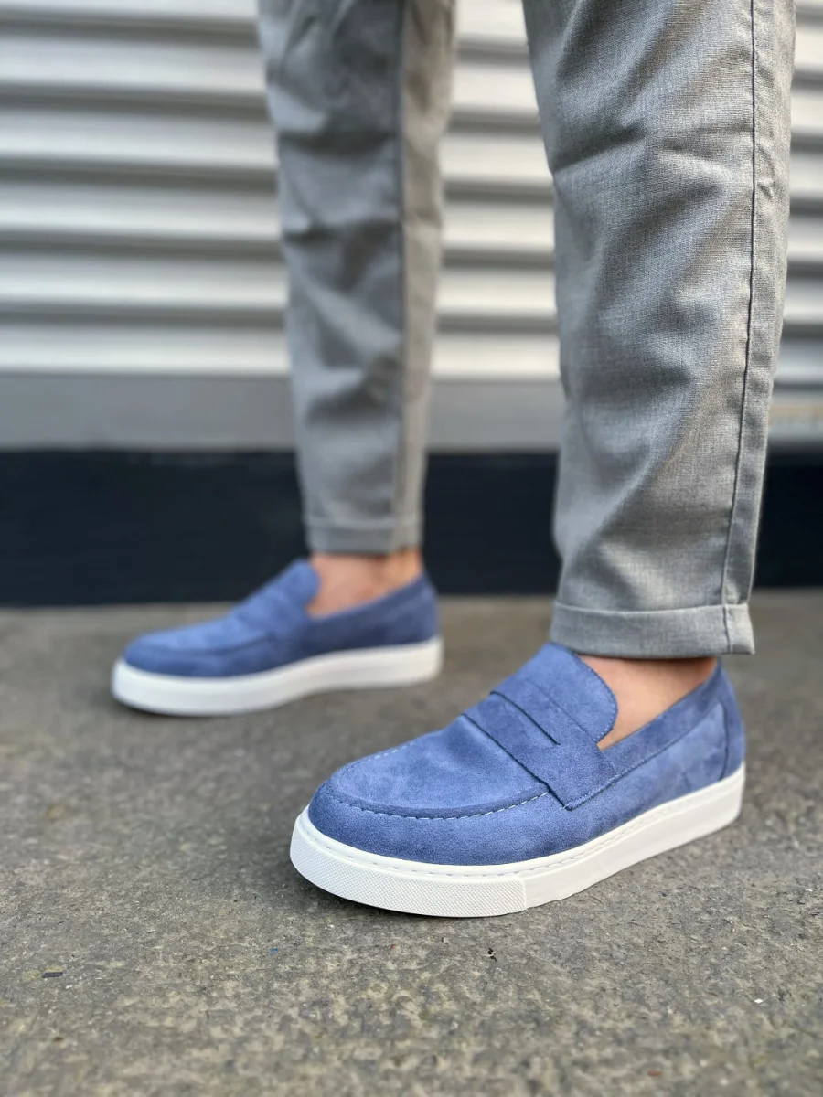 JY180 Estilo X Bağcıksız Süet Erkek Günlük Spor Klasik Ayakkabı SBT - Mavi