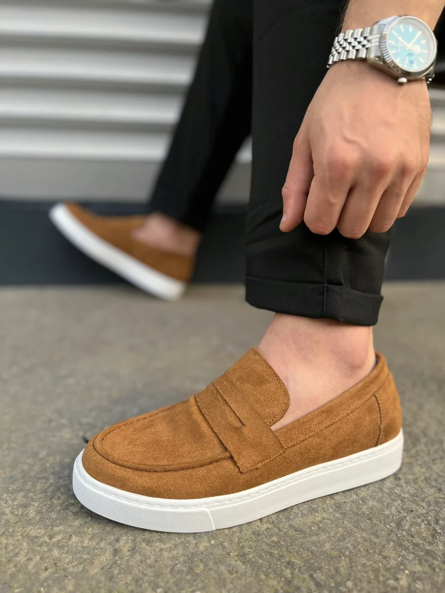 JY180 Estilo X Bağcıksız Süet Erkek Günlük Spor Klasik Ayakkabı SBT - Taba