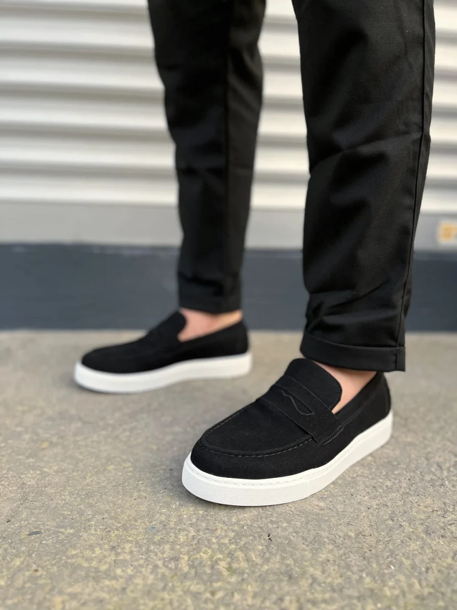 JY180 Estilo X Bağcıksız Süet Erkek Günlük Spor Klasik Ayakkabı SBT - Siyah