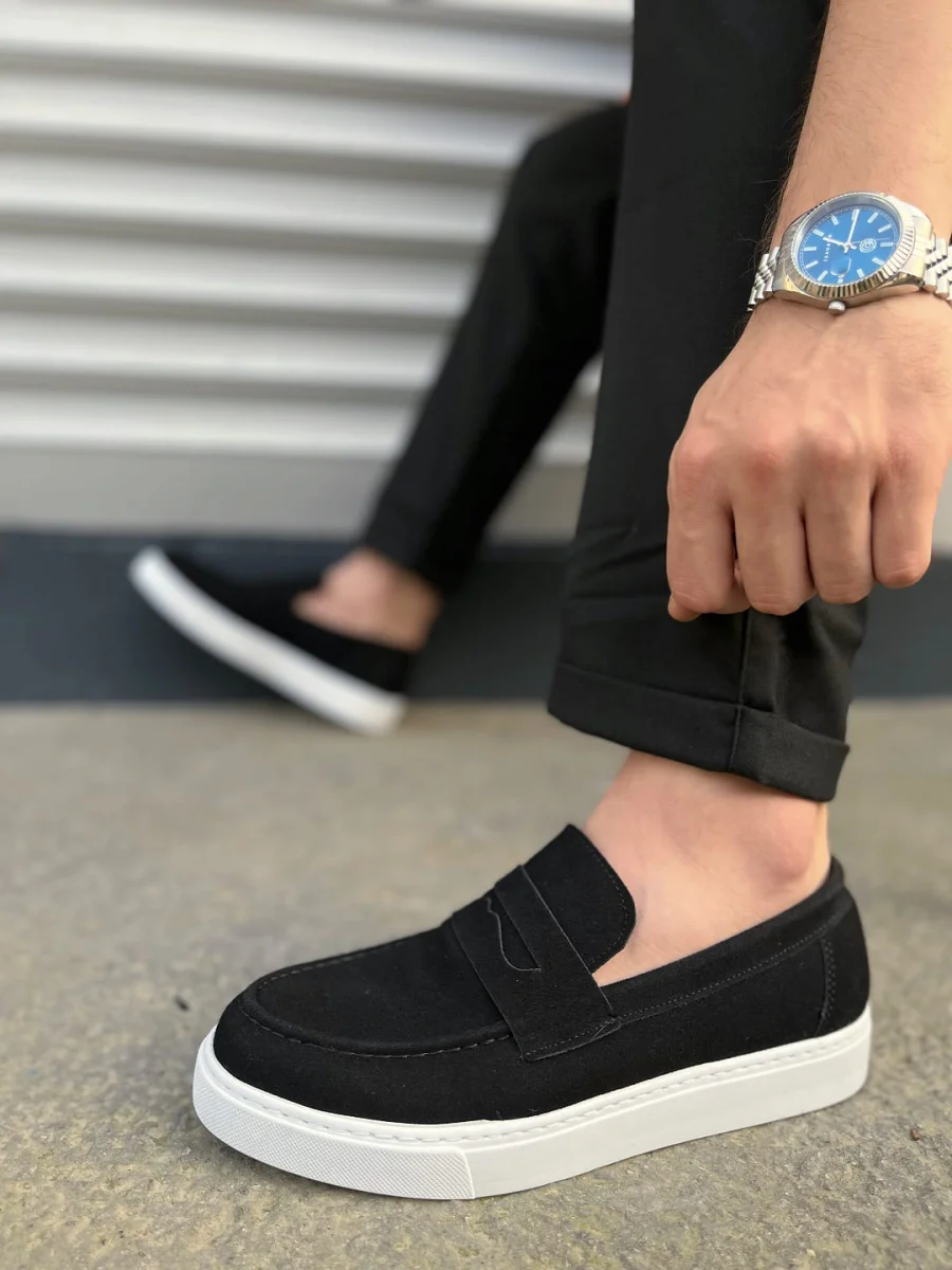 JY180 Estilo X Bağcıksız Süet Erkek Günlük Spor Klasik Ayakkabı SBT - Siyah