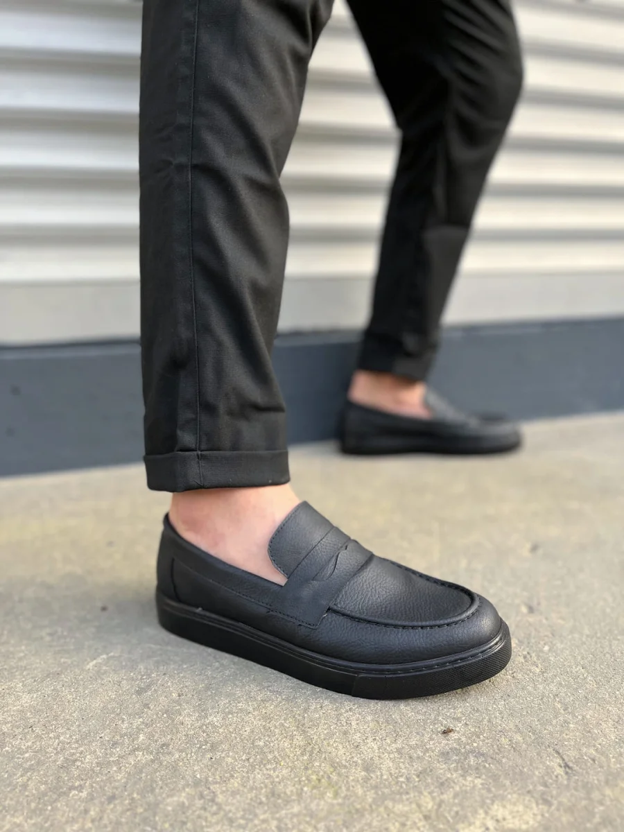 JY180 Estilo X Bağcıksız Cilt Erkek Günlük Spor Klasik Ayakkabı CST - Siyah