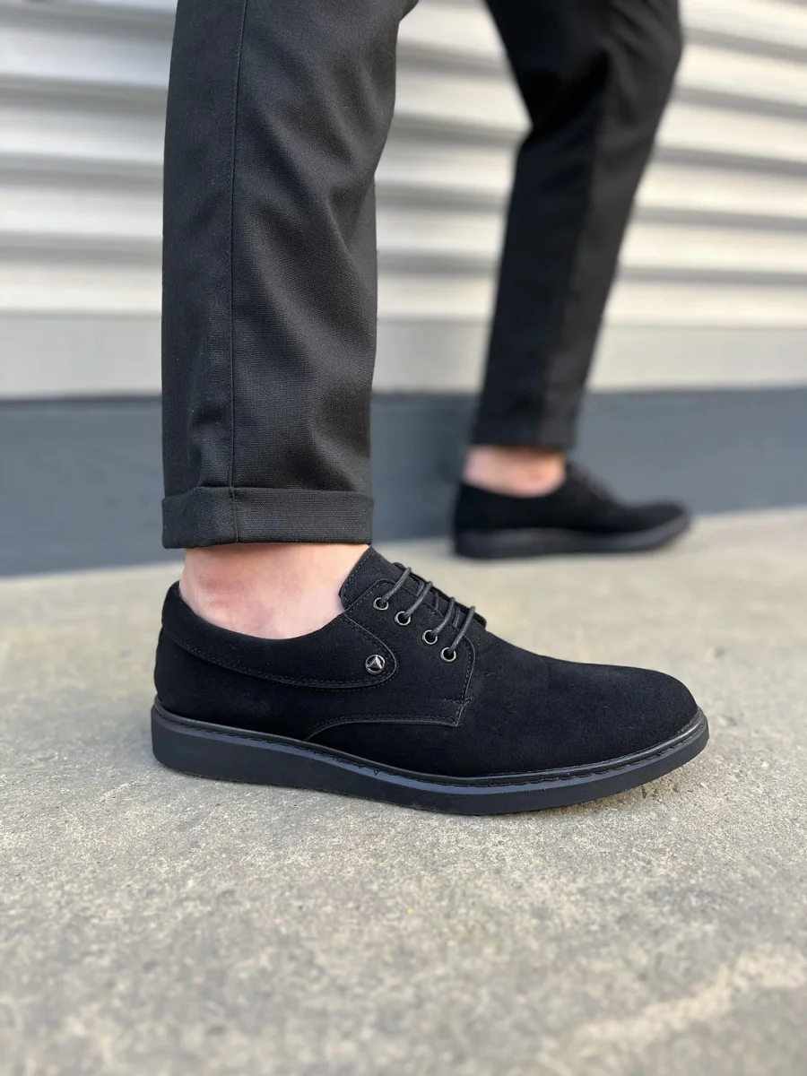 JY0610 Clasico Bağcıklı Süet Erkek Günlük Klasik Ayakkabı SST - Siyah