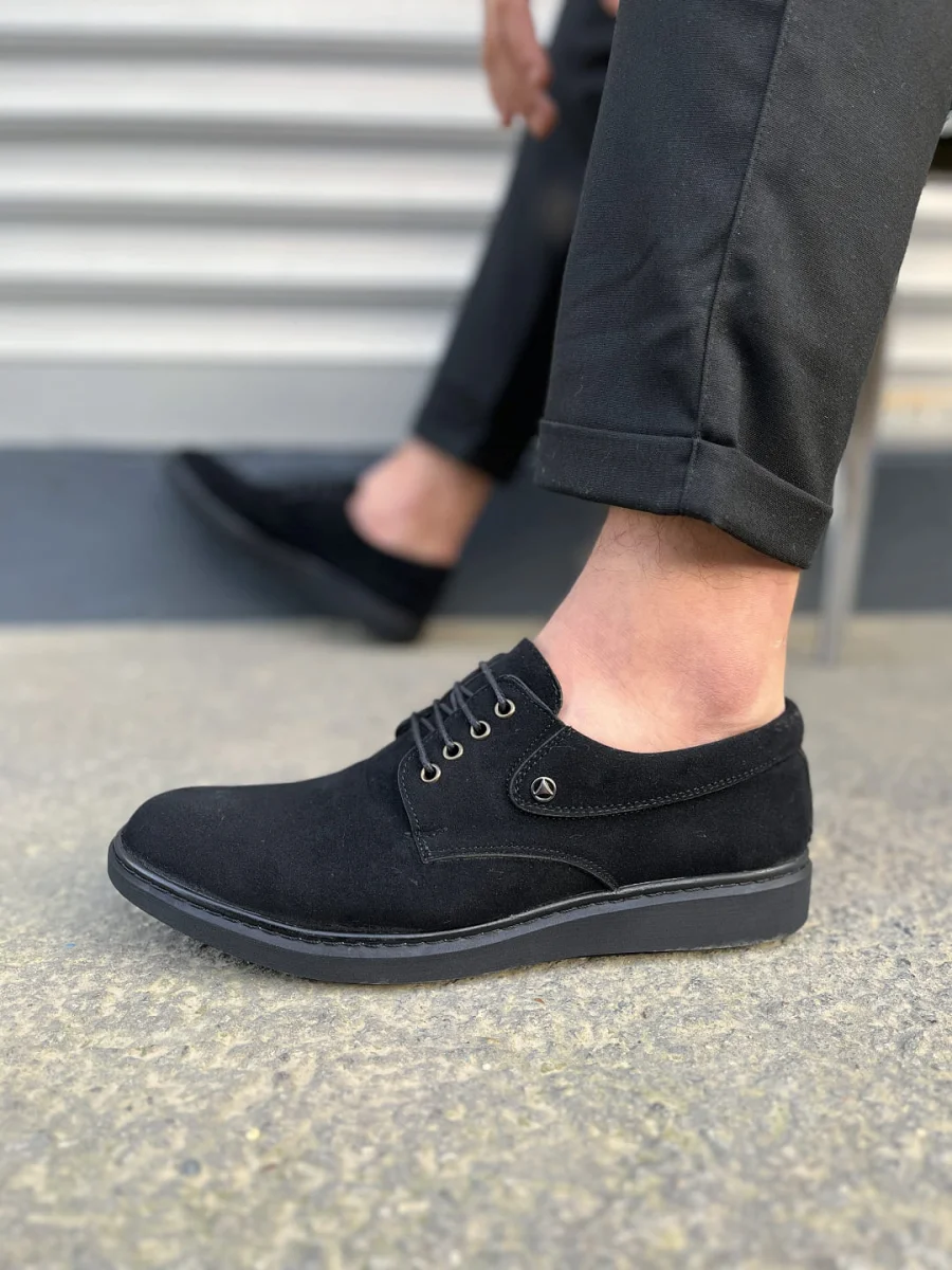 JY0610 Clasico Bağcıklı Süet Erkek Günlük Klasik Ayakkabı SST - Siyah