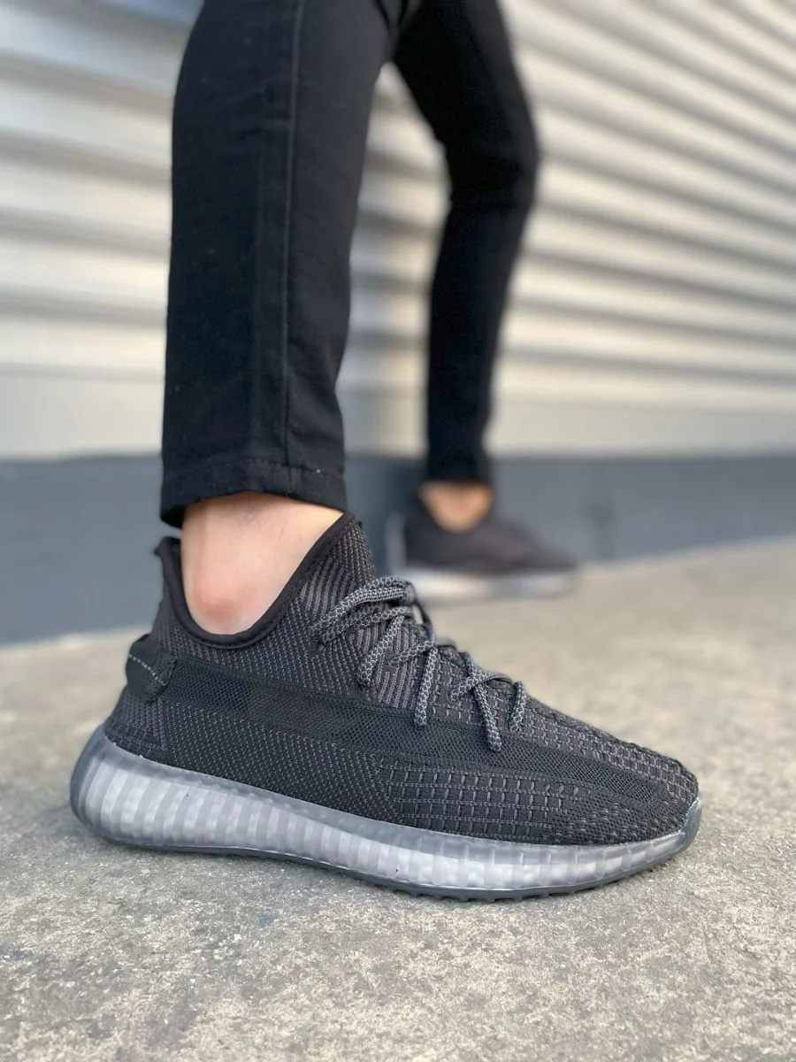 JY305 Pulse Bağcıklı Triko Kumaş Erkek Günlük Spor Ayakkabı TBT - Siyah