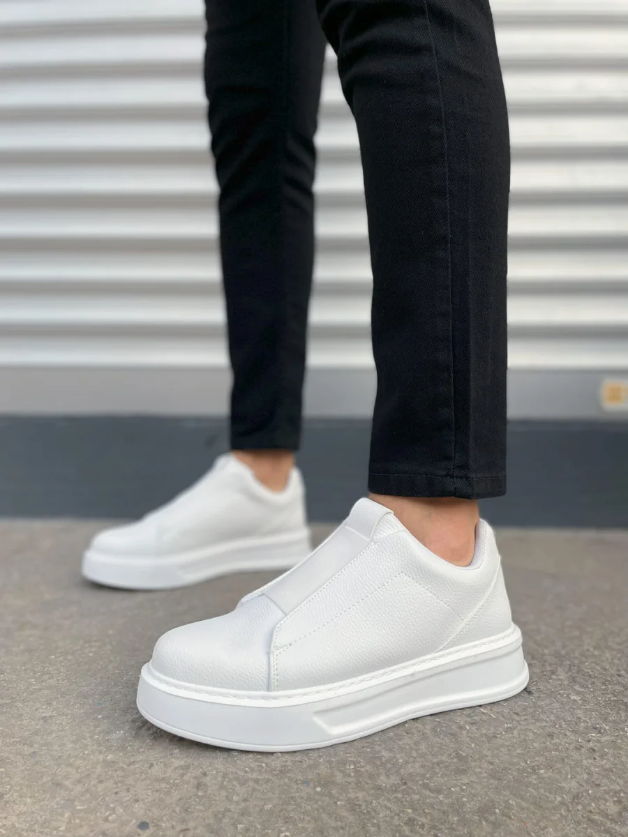 JY007 Alba Bağcıksız Cilt Erkek Günlük Sneaker Ayakkabı CBT Beyaz