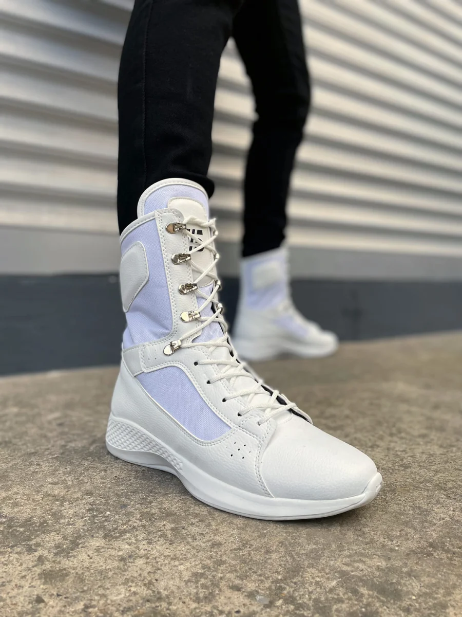 JY799 Verton Bağcıklı Ortopedik Taban Günlük Cilt Erkek Askeri Postal Bot CBT Beyaz