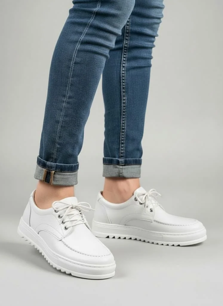 JY-T12x Arts Bağcıklı Cilt Erkek Günlük Spor Klasik Ayakkabı CBT - Beyaz