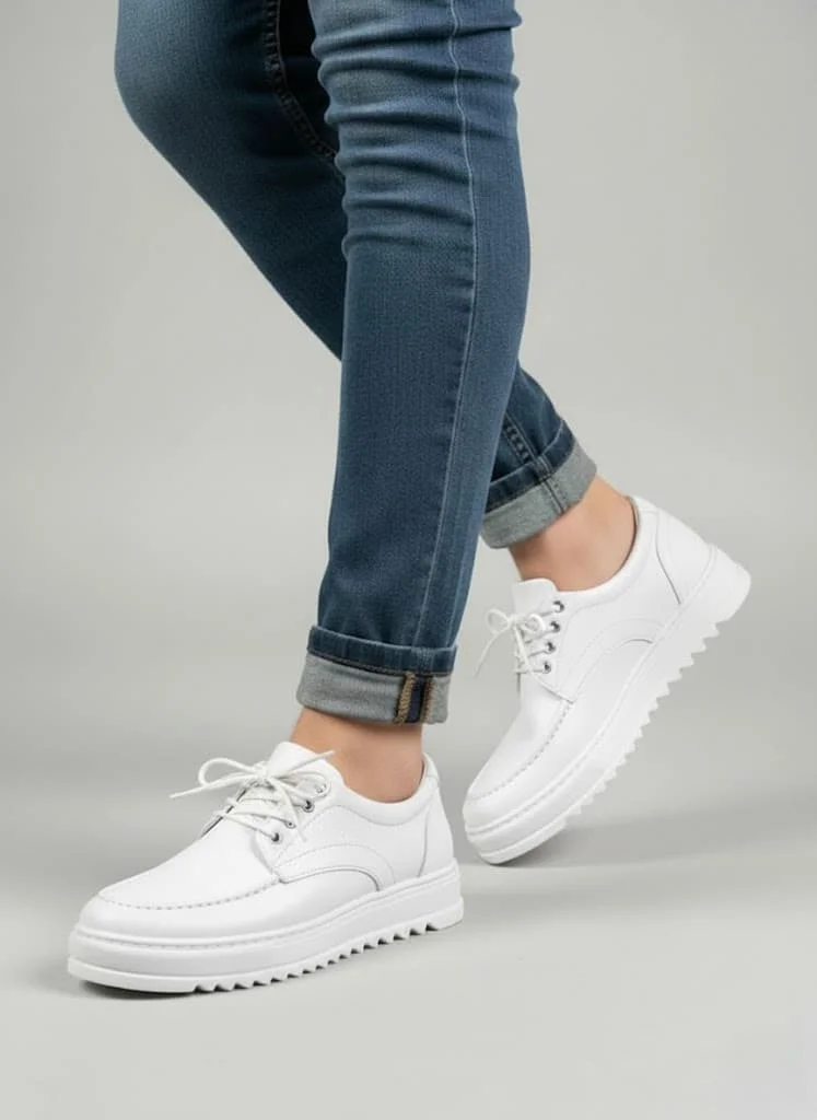 JY-T12x Arts Bağcıklı Cilt Erkek Günlük Spor Klasik Ayakkabı CBT - Beyaz