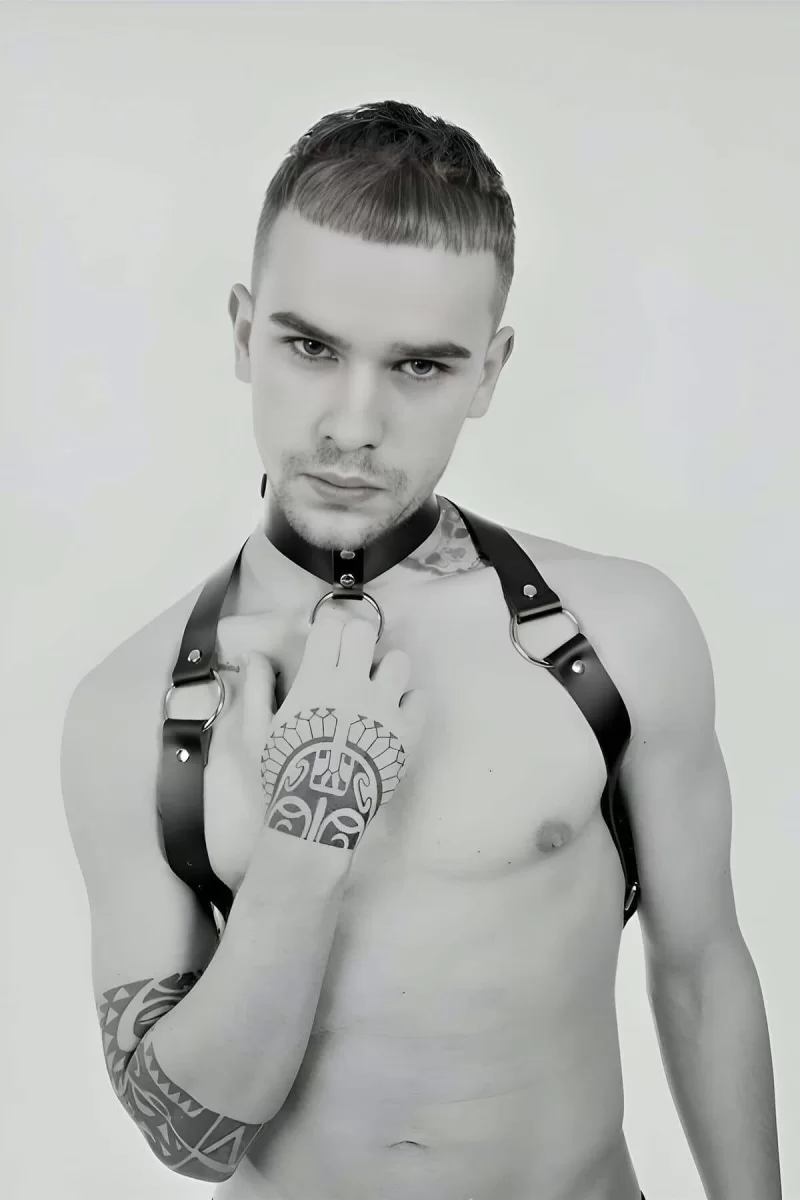 Tasmalı Seksi Deri Erkek  Harness - Brfm35