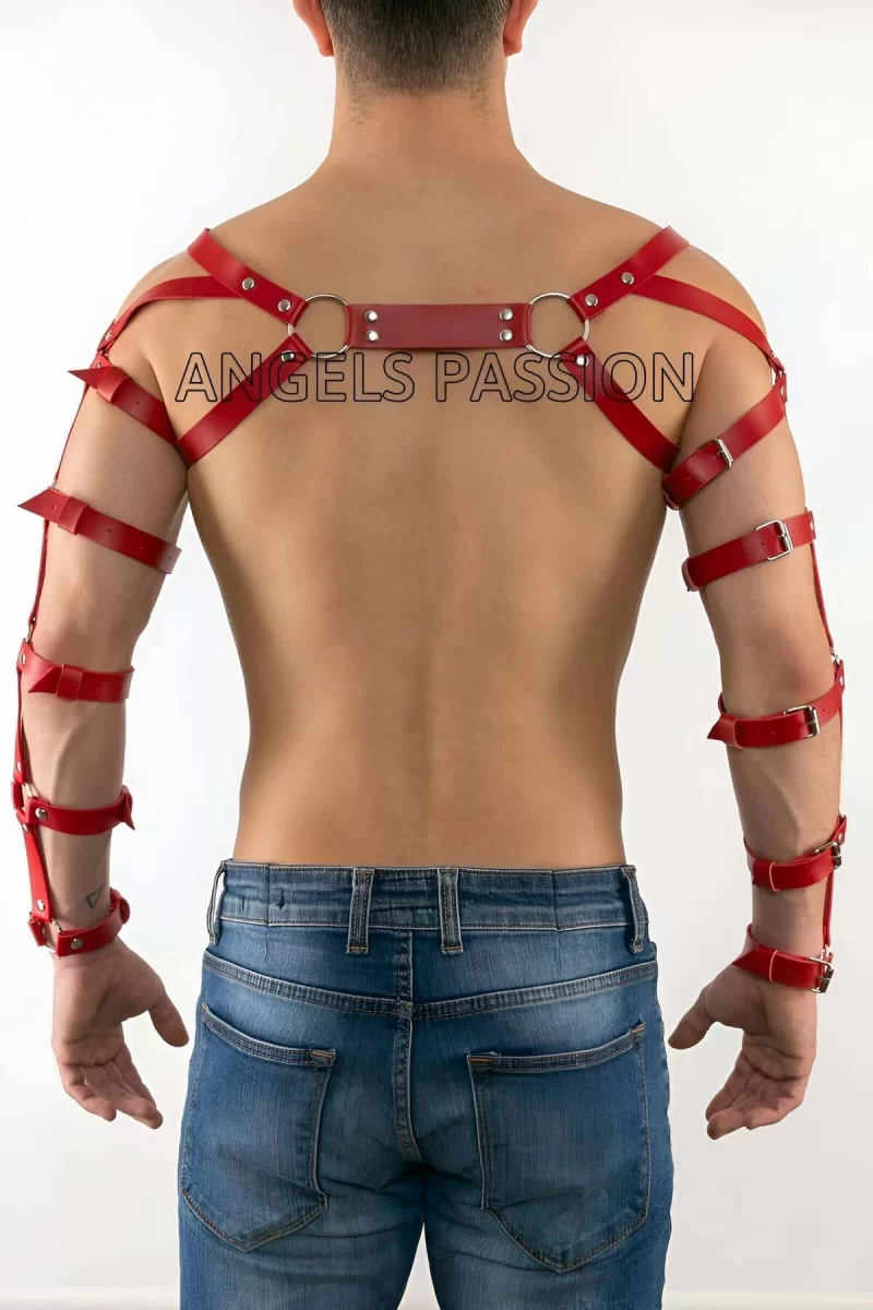 Erkek  Deri Kol Harness, Erkek  Çift Kol Harness, Erkek  Dansçı Kostüm - Brfm5