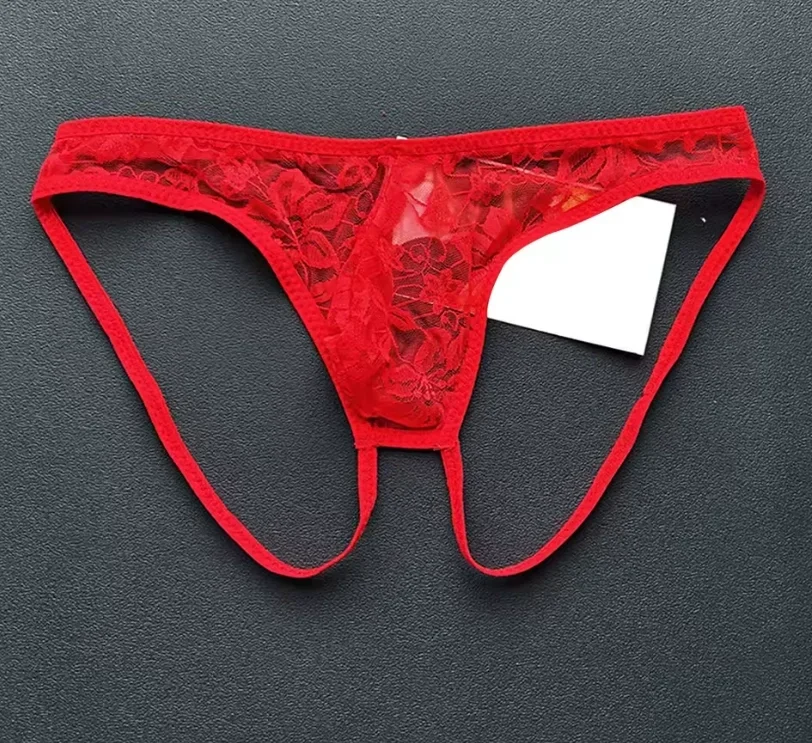 Seksi Dantelli Arkası Açık Seksi Kırmızı Erkek Külot