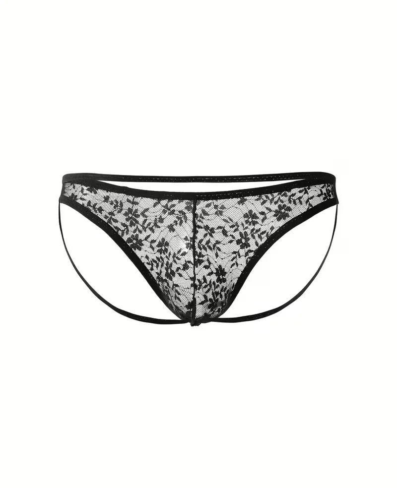 Seksi Dantelli Arkası Açık Seksi Siyah Erkek Külot