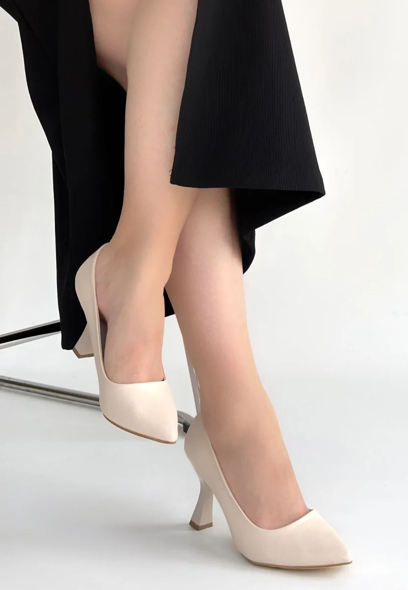 Meyli Bej Cilt Topuklu Ayakkabı