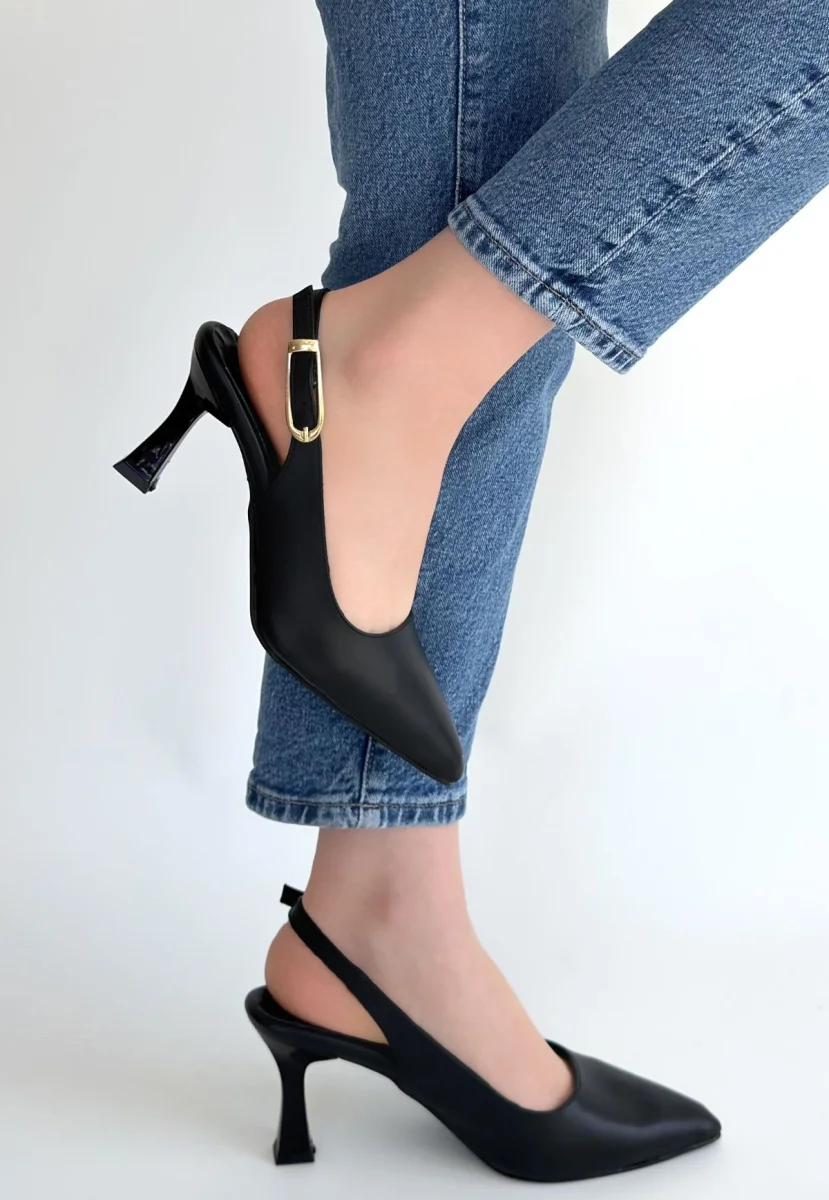 Hies Siyah Cilt Topuklu Ayakkabı