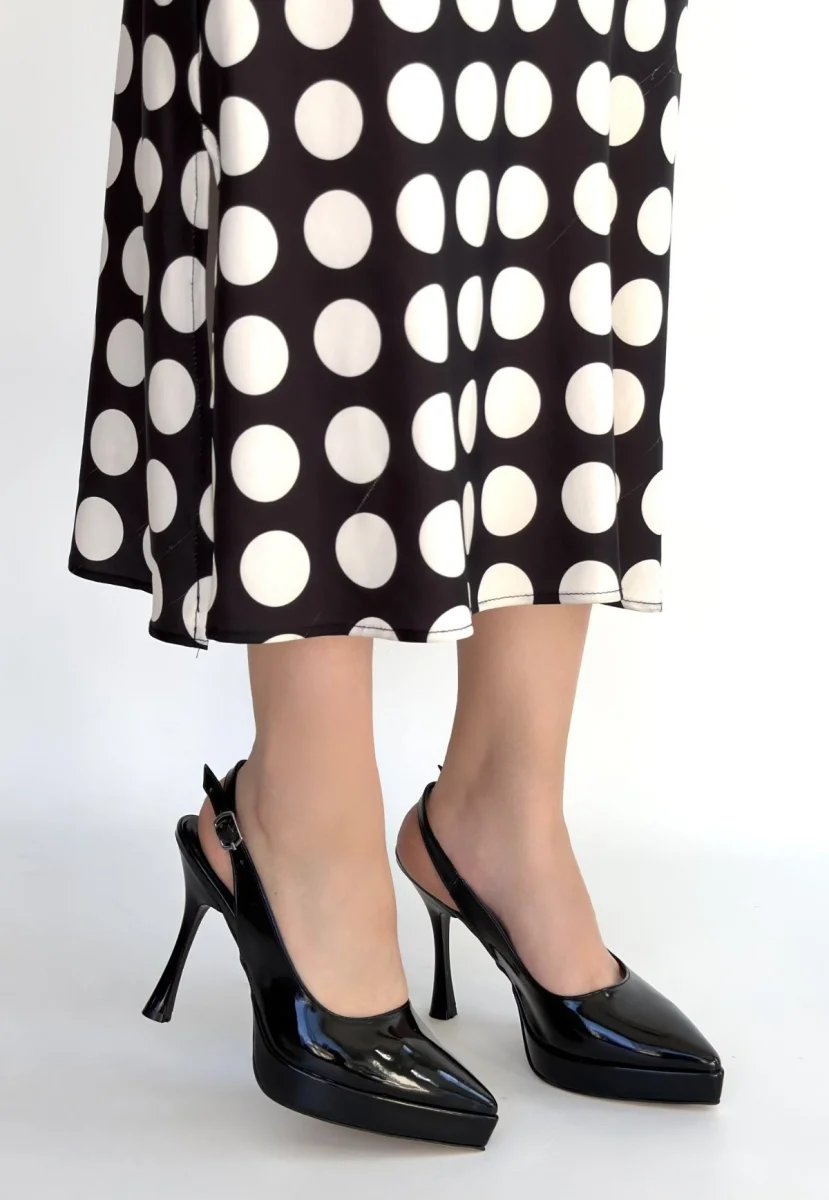 Arim Siyah Rugan Platform Topuk Ayakkabı