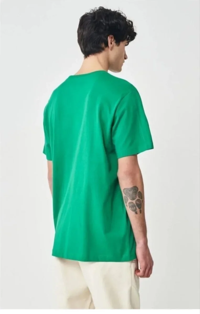 24/1 Düz A Kalite Oversize T-shirt - Yeşil -