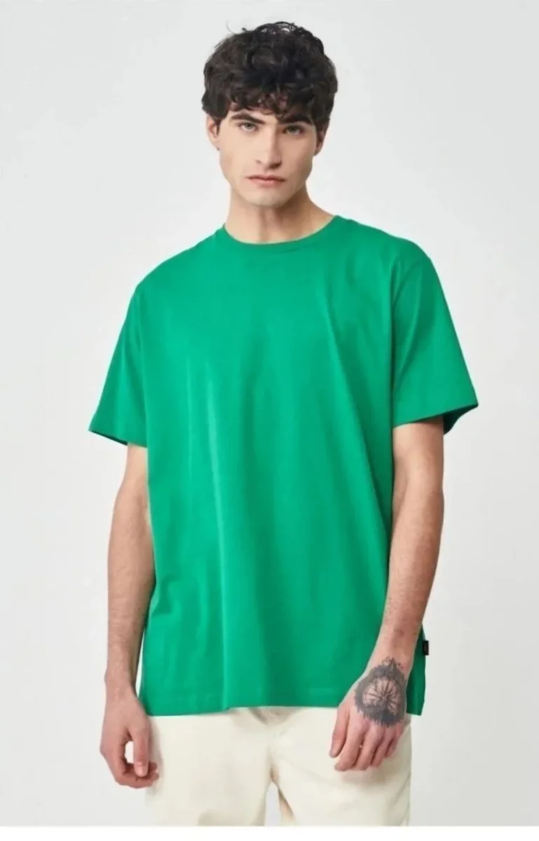 24/1 Düz A Kalite Oversize T-shirt - Yeşil -