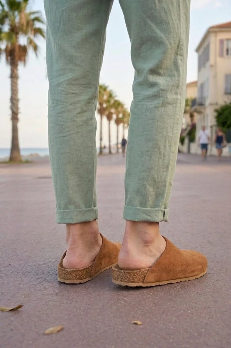 JY0556 Ravn Bağcıksız Hakiki Süet Deri Erkek Günlük Mantar Taban Loafer Klasik Ayakkabı HDMT - Taba