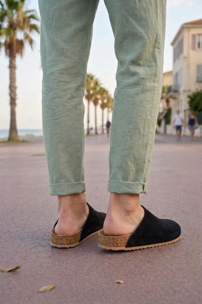 JY0556 Ravn Bağcıksız Hakiki Süet Deri Erkek Günlük Mantar Taban Loafer Klasik Ayakkabı HDMT - Siyah