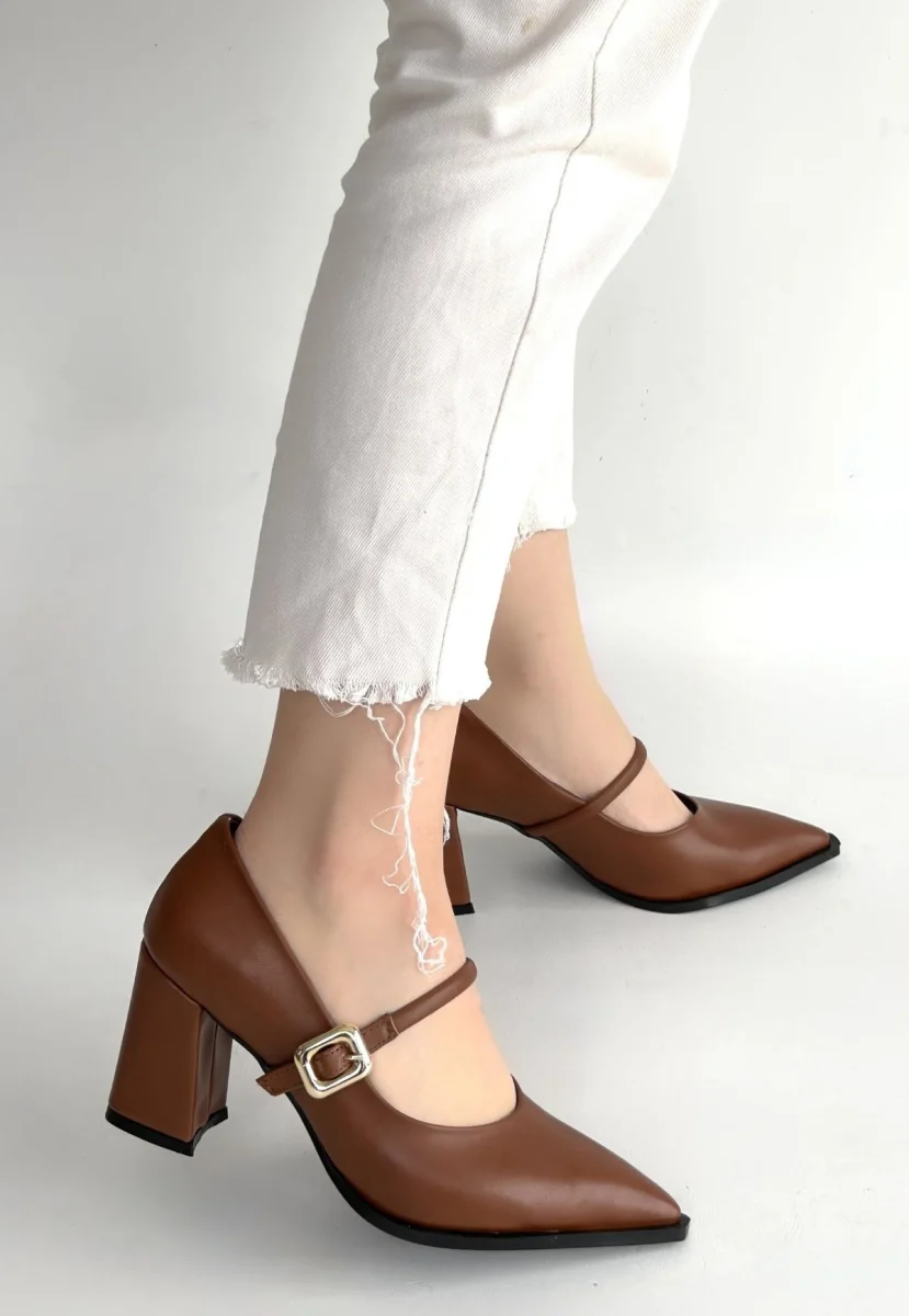 Nıvra Taba Cilt Topuklu Ayakkabı