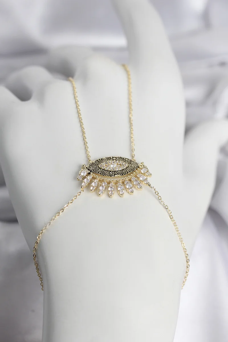 Pirinç Gold Renk Zirkon Taşlı Göz Model Kadın Şahmeran