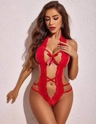 Dantelli Derin Dekolteli Seksi Body