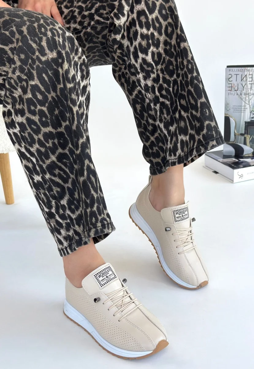 Fiert Bej Cilt Bağcıklı Spor Ayakkabı