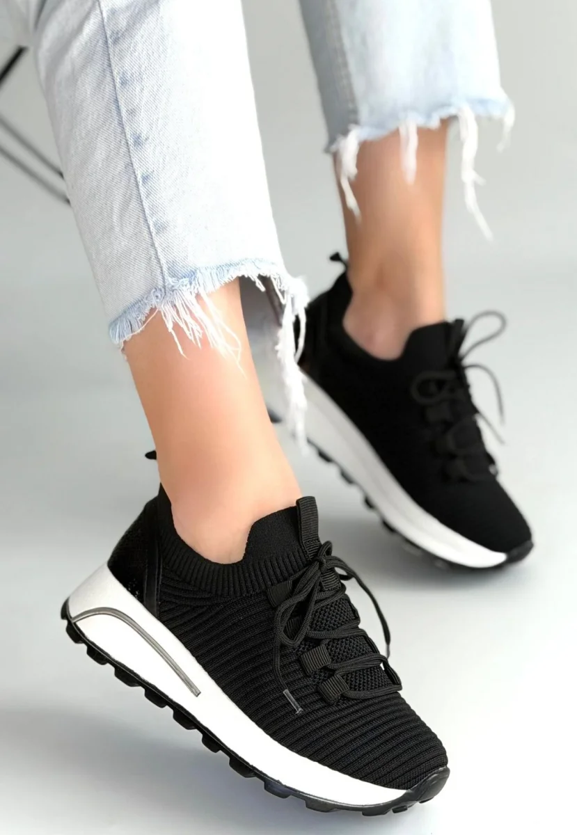 Feort Siyah Triko Bağcıklı Spor Ayakkabı