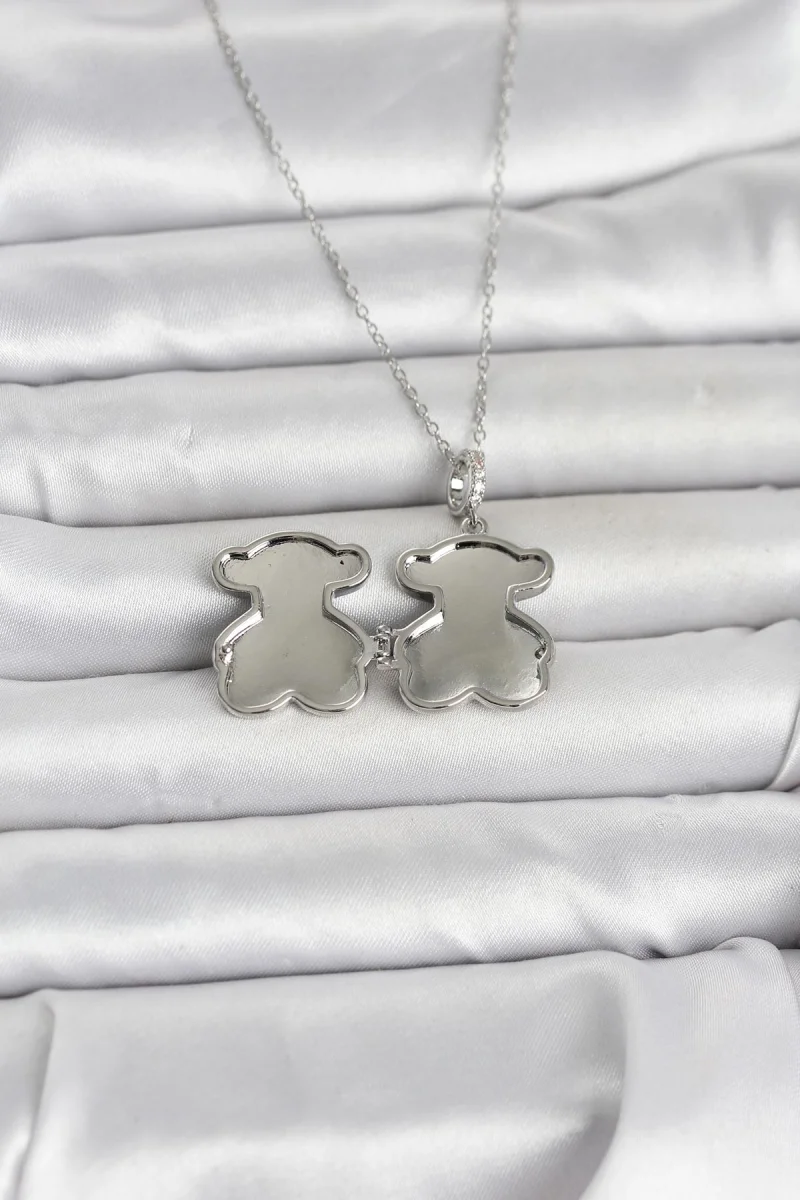 316L Çelik Zincir Gümüş Renk Ayıcık Model Açılabilir Kadın Kolye