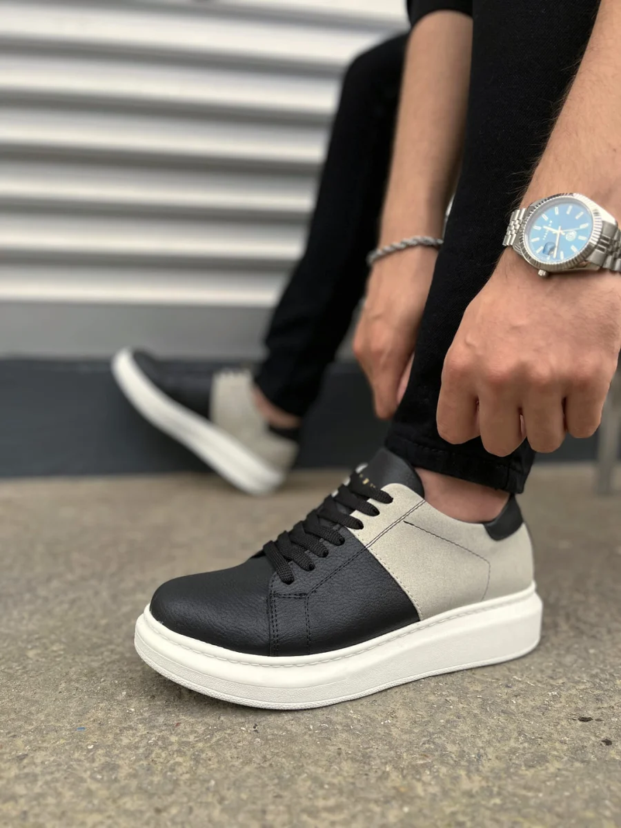 JY151 Boost Bağcıklı Cilt Süet Erkek Günlük Sneaker Ayakkabı CSBT - Siyah/Gri